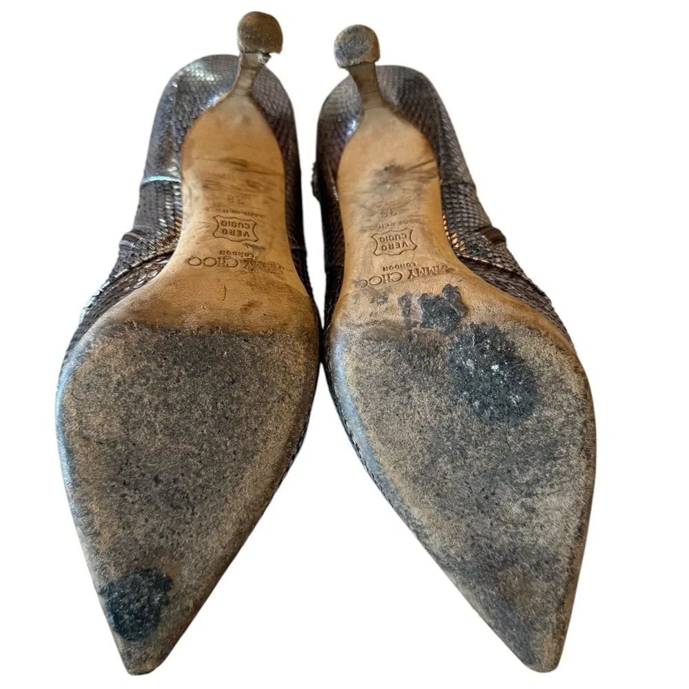 Jimmy Choo Pink Snakeskin Ankle Bling Boots 38/8 - Picture 12 of 14